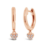 0.04ct 14k Rose Gold Diamond Pave Heart Huggie Earring
